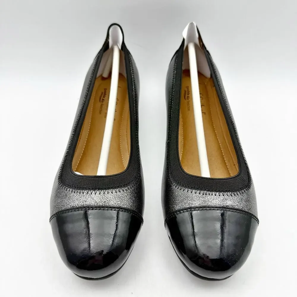 Josef Seibel Women Pippa 07 Ballet Flats EU 36 US 5-5.5 Black Silver Leather NIB